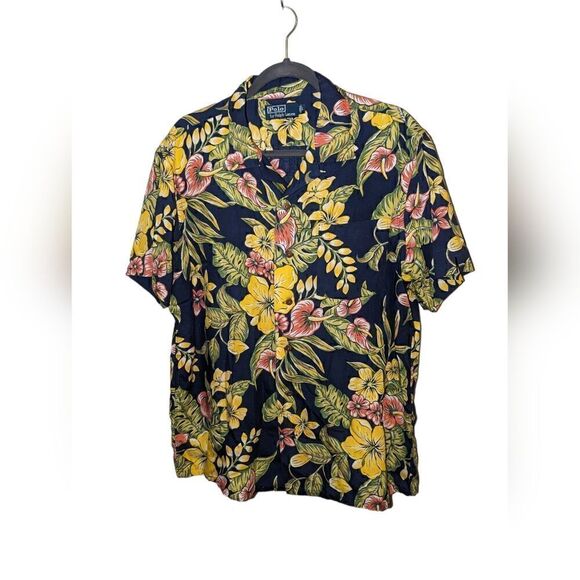 Vintage Polo By Ralph Lauren Floral Colorful Cotton Casual  Shirt Size Large - Picture 3 of 6